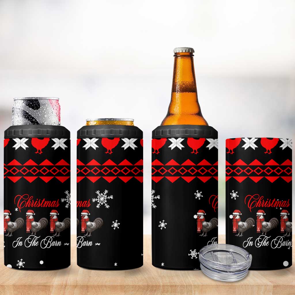 Chicken Farm Christmas 4 in 1 Can Cooler Tumbler Xmas Holiday Patterns - Wonder Print Shop