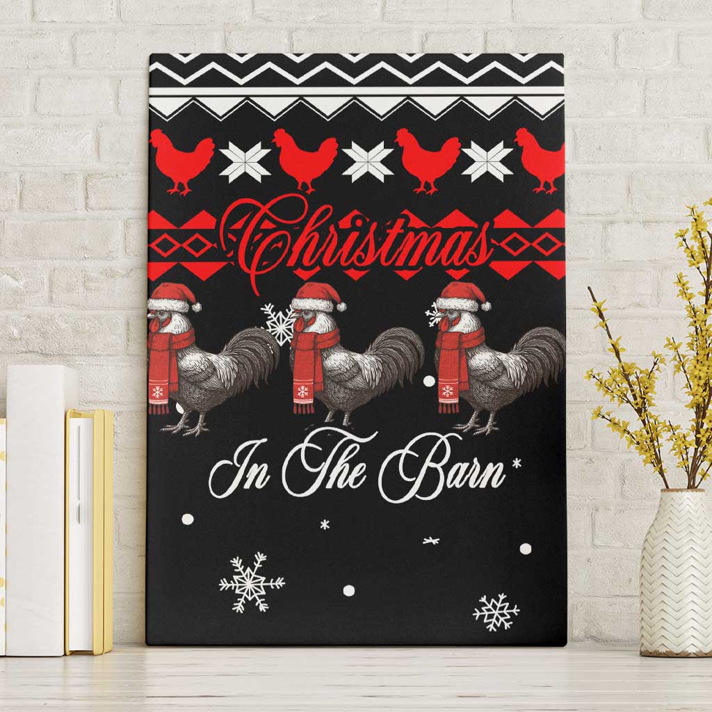 Chicken Farm Christmas Canvas Wall Art Xmas Holiday Patterns - Wonder Print Shop