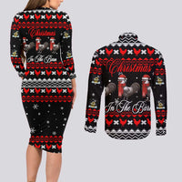 Chicken Farm Christmas Couples Matching Long Sleeve Bodycon Dress and Long Sleeve Button Shirt Xmas Holiday Patterns - Wonder Print Shop
