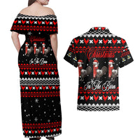 Chicken Farm Christmas Couples Matching Off Shoulder Maxi Dress and Hawaiian Shirt Xmas Holiday Patterns - Wonder Print Shop
