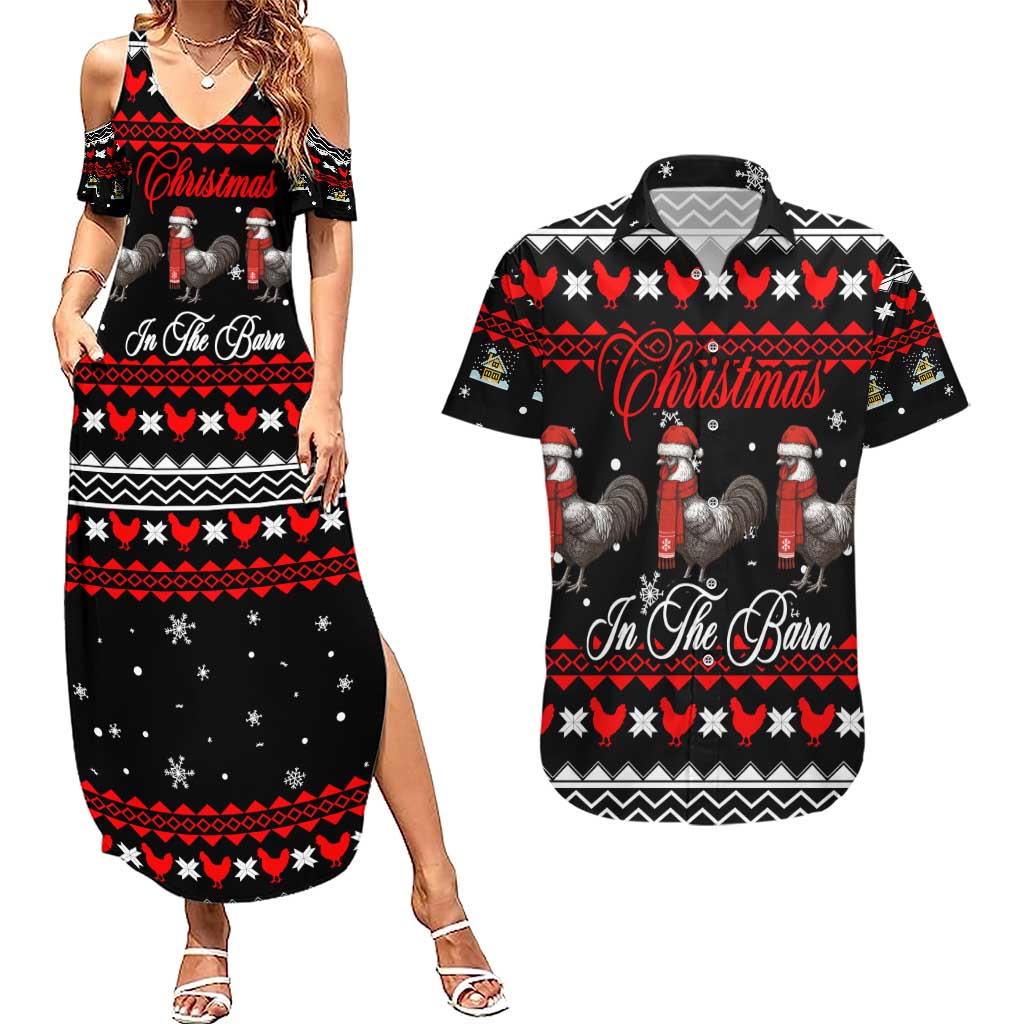 Chicken Farm Christmas Couples Matching Summer Maxi Dress and Hawaiian Shirt Xmas Holiday Patterns - Wonder Print Shop