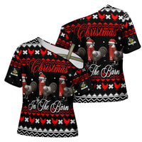 Chicken Farm Christmas Cross Shoulder Shirt Xmas Holiday Patterns - Wonder Print Shop