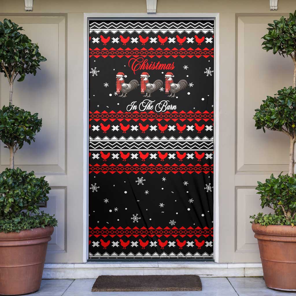 Chicken Farm Christmas Door Cover Xmas Holiday Patterns - Wonder Print Shop