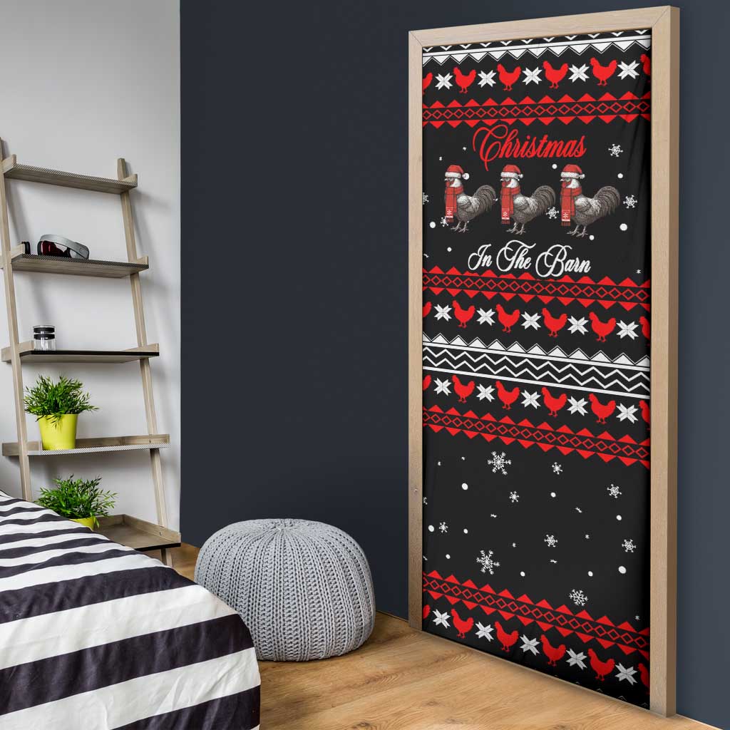 Chicken Farm Christmas Door Cover Xmas Holiday Patterns - Wonder Print Shop