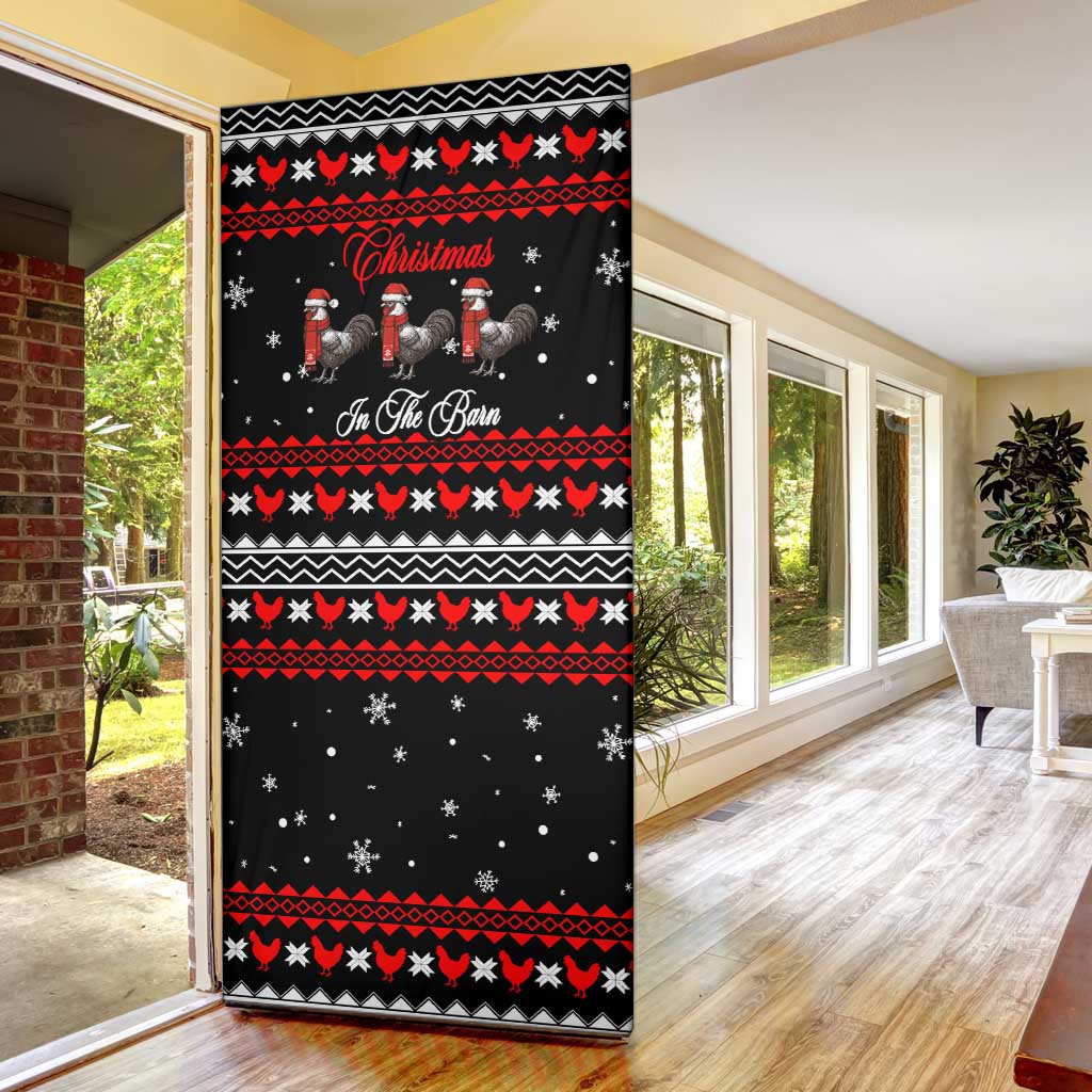 Chicken Farm Christmas Door Cover Xmas Holiday Patterns - Wonder Print Shop