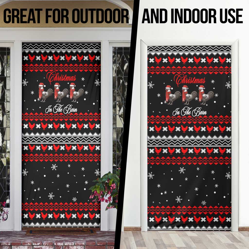 Chicken Farm Christmas Door Cover Xmas Holiday Patterns - Wonder Print Shop