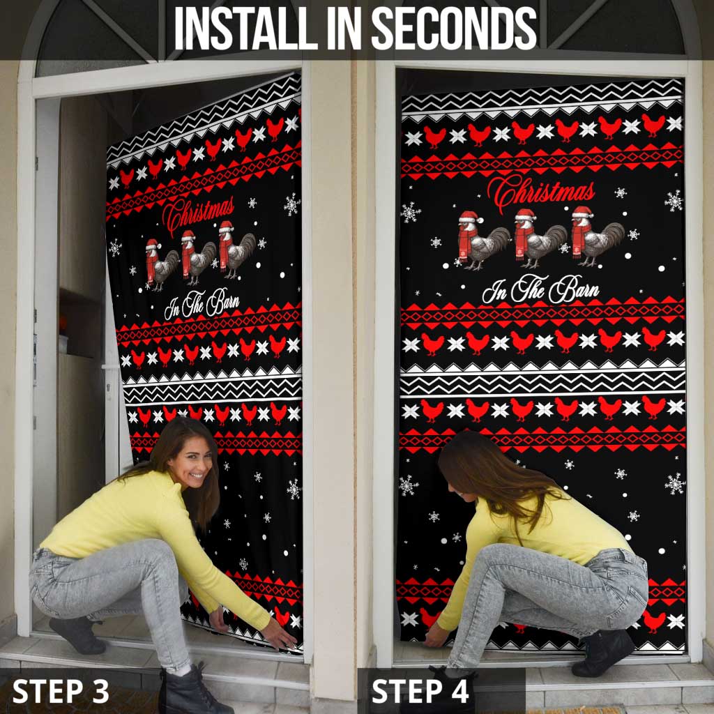 Chicken Farm Christmas Door Cover Xmas Holiday Patterns - Wonder Print Shop