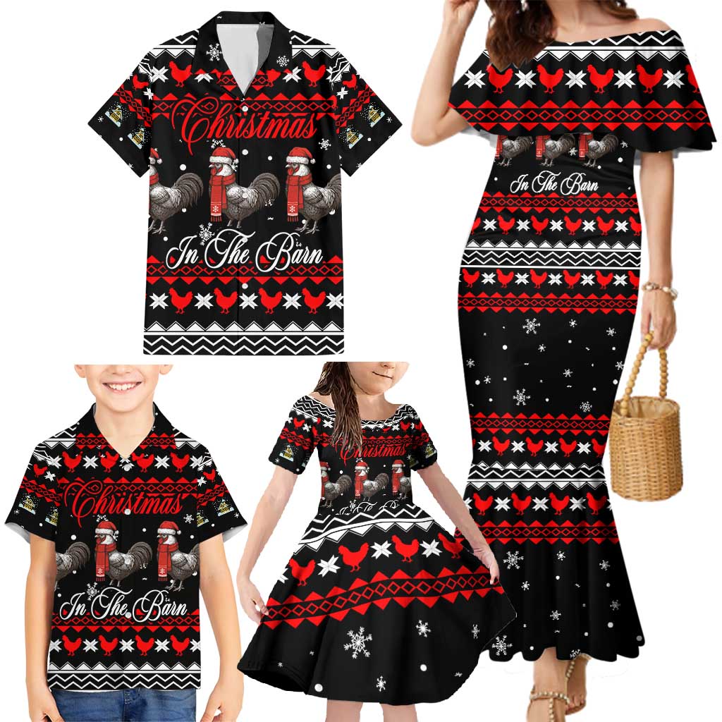 Chicken Farm Christmas Family Matching Mermaid Dress and Hawaiian Shirt Xmas Holiday Patterns - Wonder Print Shop
