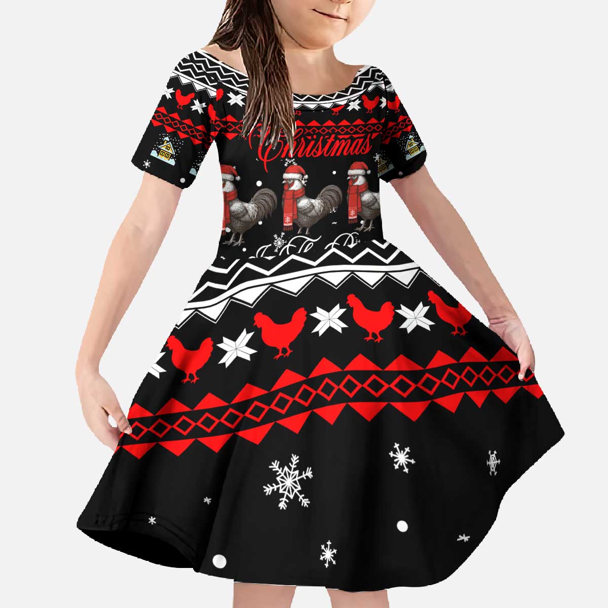 Chicken Farm Christmas Family Matching Off The Shoulder Long Sleeve Dress and Hawaiian Shirt Xmas Holiday Patterns - Wonder Print Shop