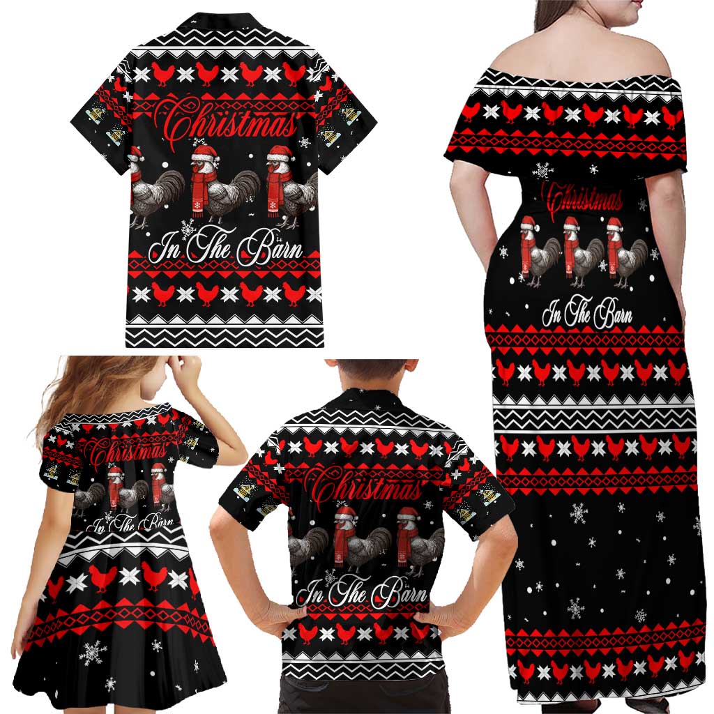 Chicken Farm Christmas Family Matching Off Shoulder Maxi Dress and Hawaiian Shirt Xmas Holiday Patterns - Wonder Print Shop