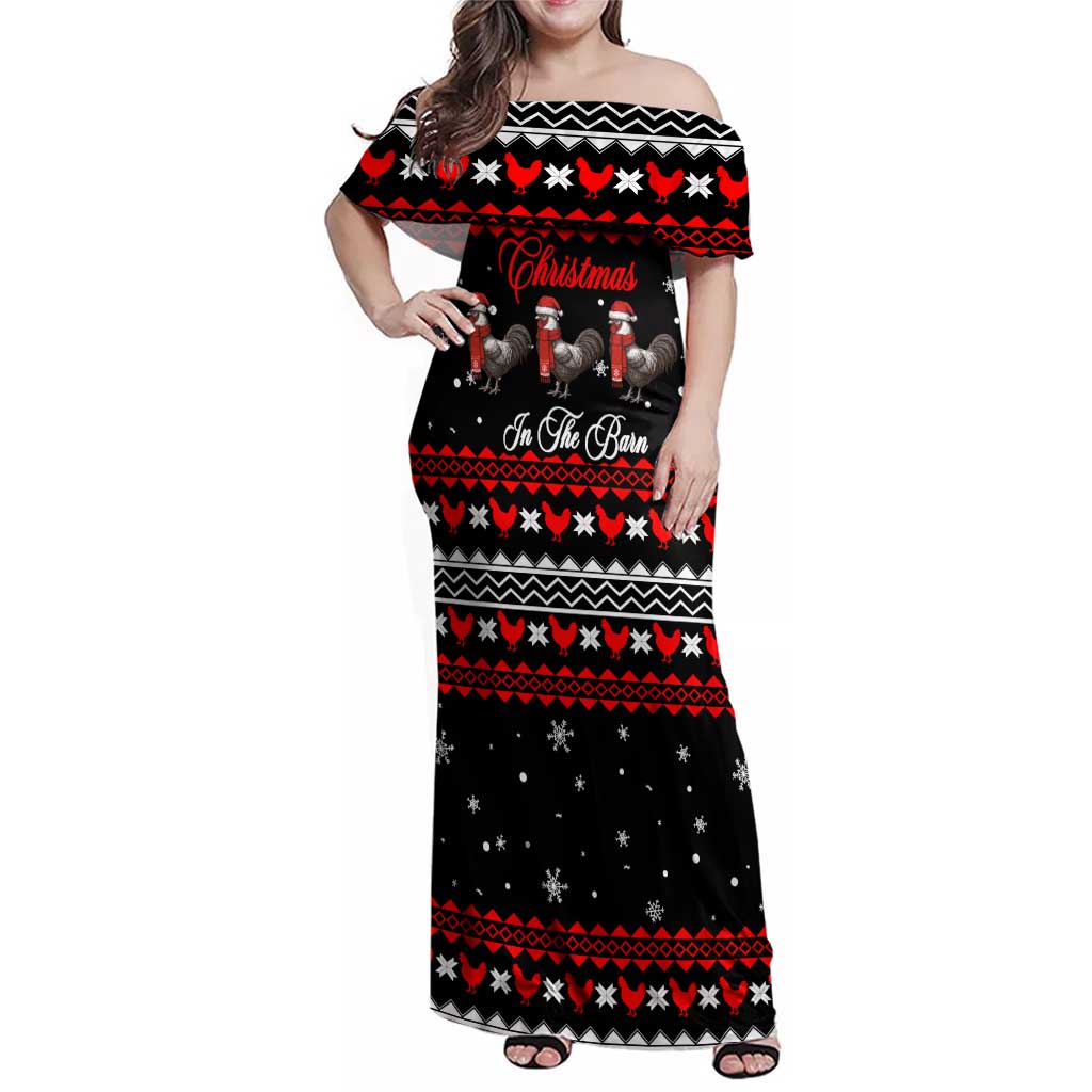 Chicken Farm Christmas Family Matching Off Shoulder Maxi Dress and Hawaiian Shirt Xmas Holiday Patterns - Wonder Print Shop