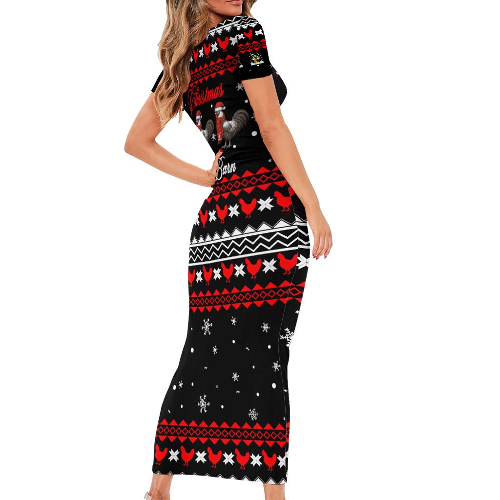 Chicken Farm Christmas Family Matching Short Sleeve Bodycon Dress and Hawaiian Shirt Xmas Holiday Patterns - Wonder Print Shop