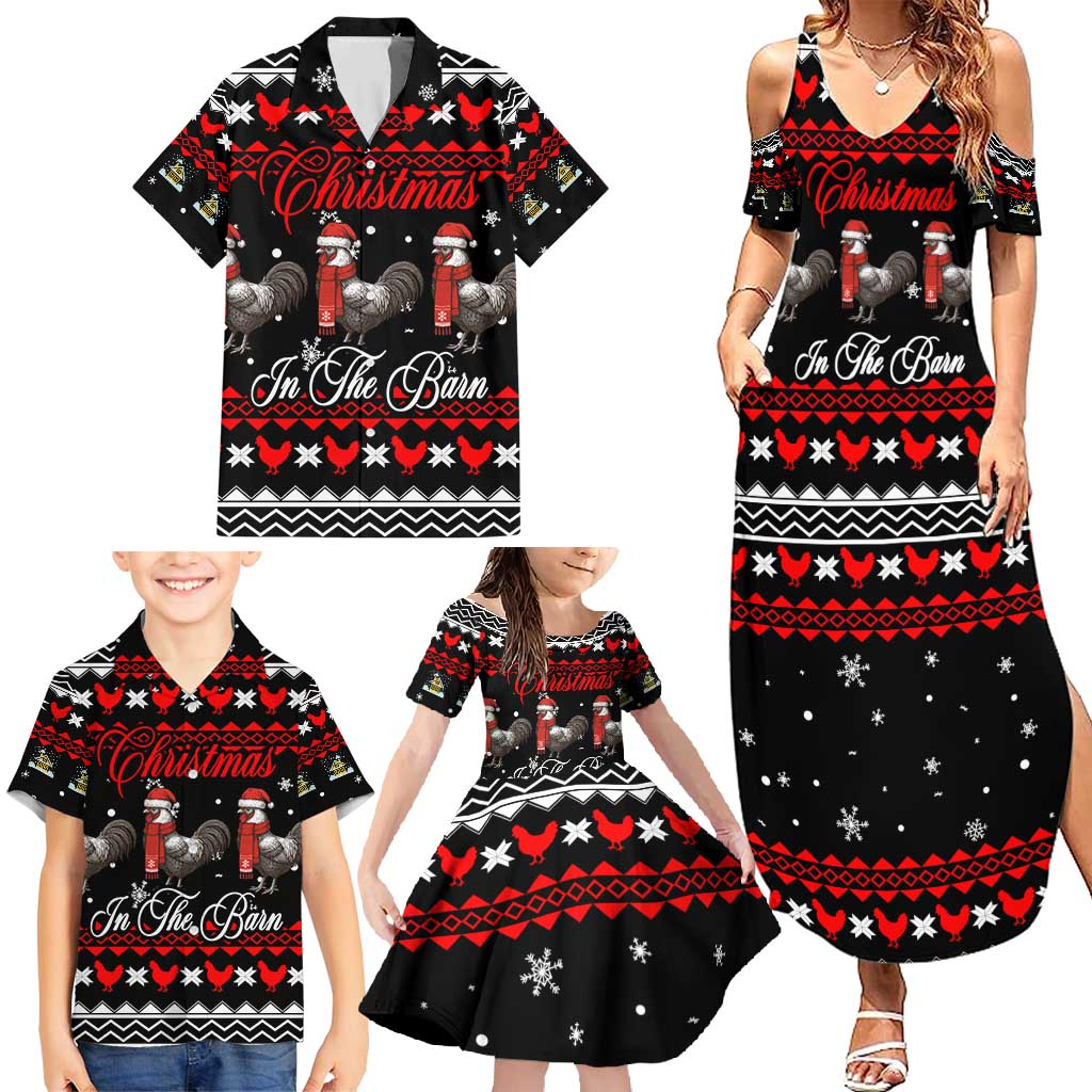 Chicken Farm Christmas Family Matching Summer Maxi Dress and Hawaiian Shirt Xmas Holiday Patterns - Wonder Print Shop