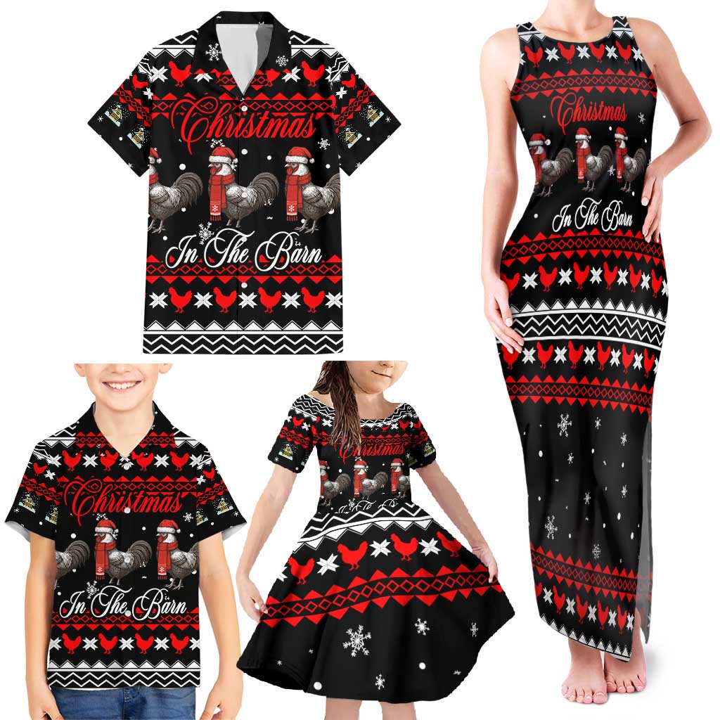 Chicken Farm Christmas Family Matching Tank Maxi Dress and Hawaiian Shirt Xmas Holiday Patterns - Wonder Print Shop
