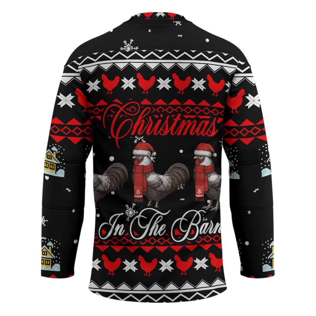 Chicken Farm Christmas Hockey Jersey Xmas Holiday Patterns - Wonder Print Shop