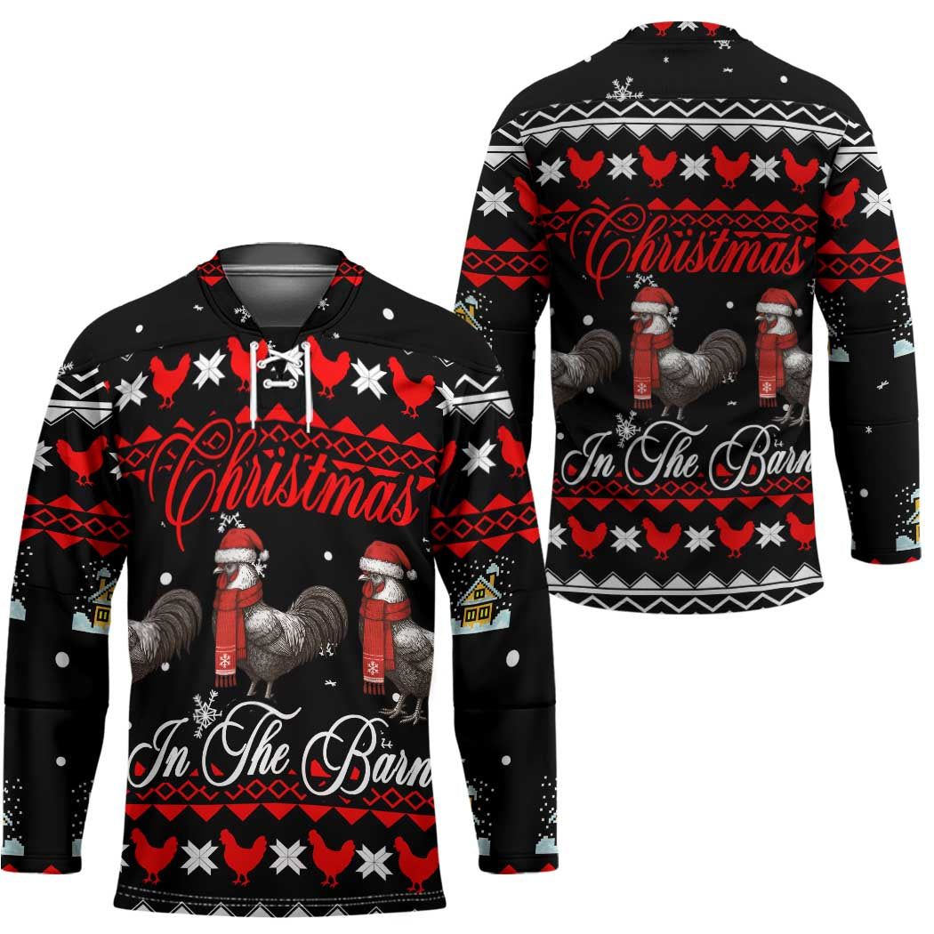 Chicken Farm Christmas Hockey Jersey Xmas Holiday Patterns - Wonder Print Shop