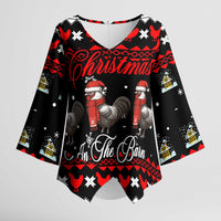 Chicken Farm Christmas Kimono Sleeve Blouse Xmas Holiday Patterns - Wonder Print Shop