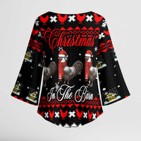 Chicken Farm Christmas Kimono Sleeve Blouse Xmas Holiday Patterns - Wonder Print Shop