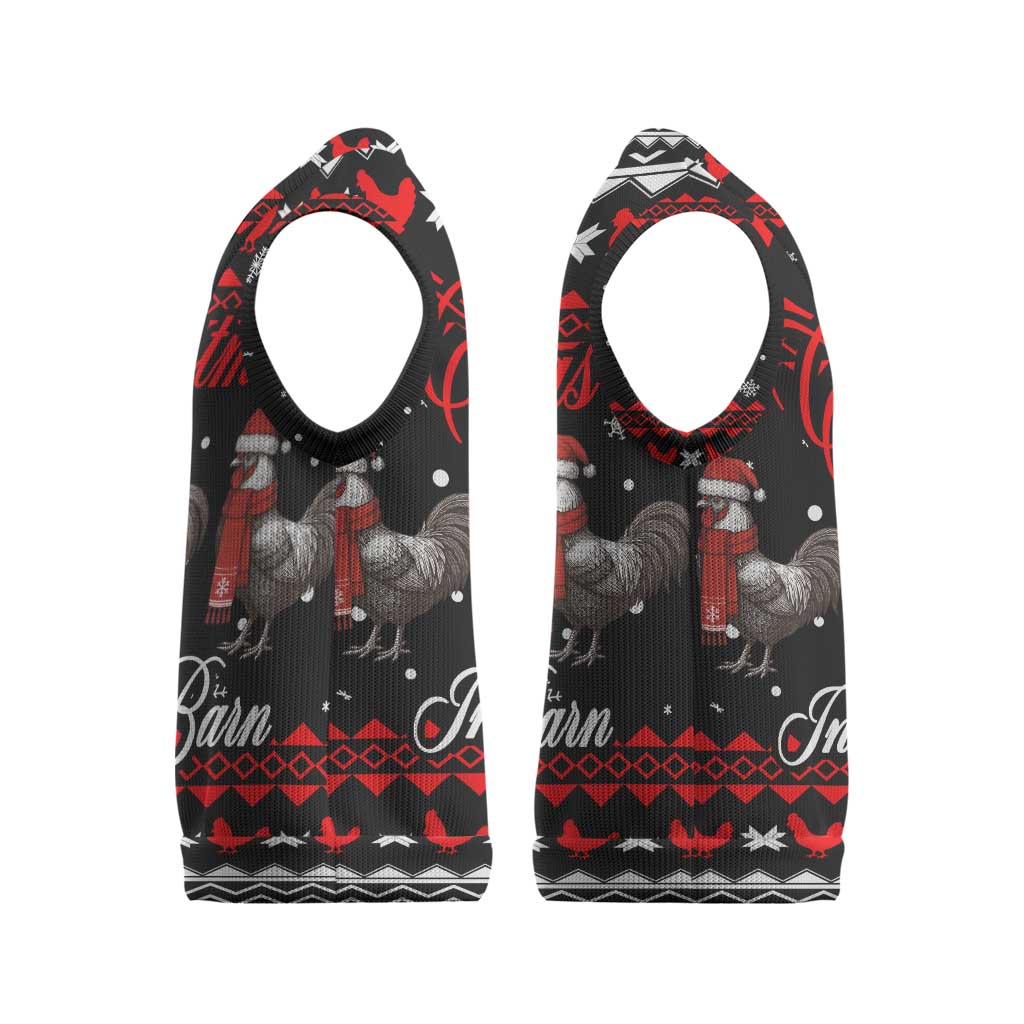Chicken Farm Christmas Knitted V-Neck Vest Xmas Holiday Patterns - Wonder Print Shop