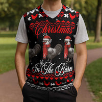 Chicken Farm Christmas Knitted V-Neck Vest Xmas Holiday Patterns - Wonder Print Shop