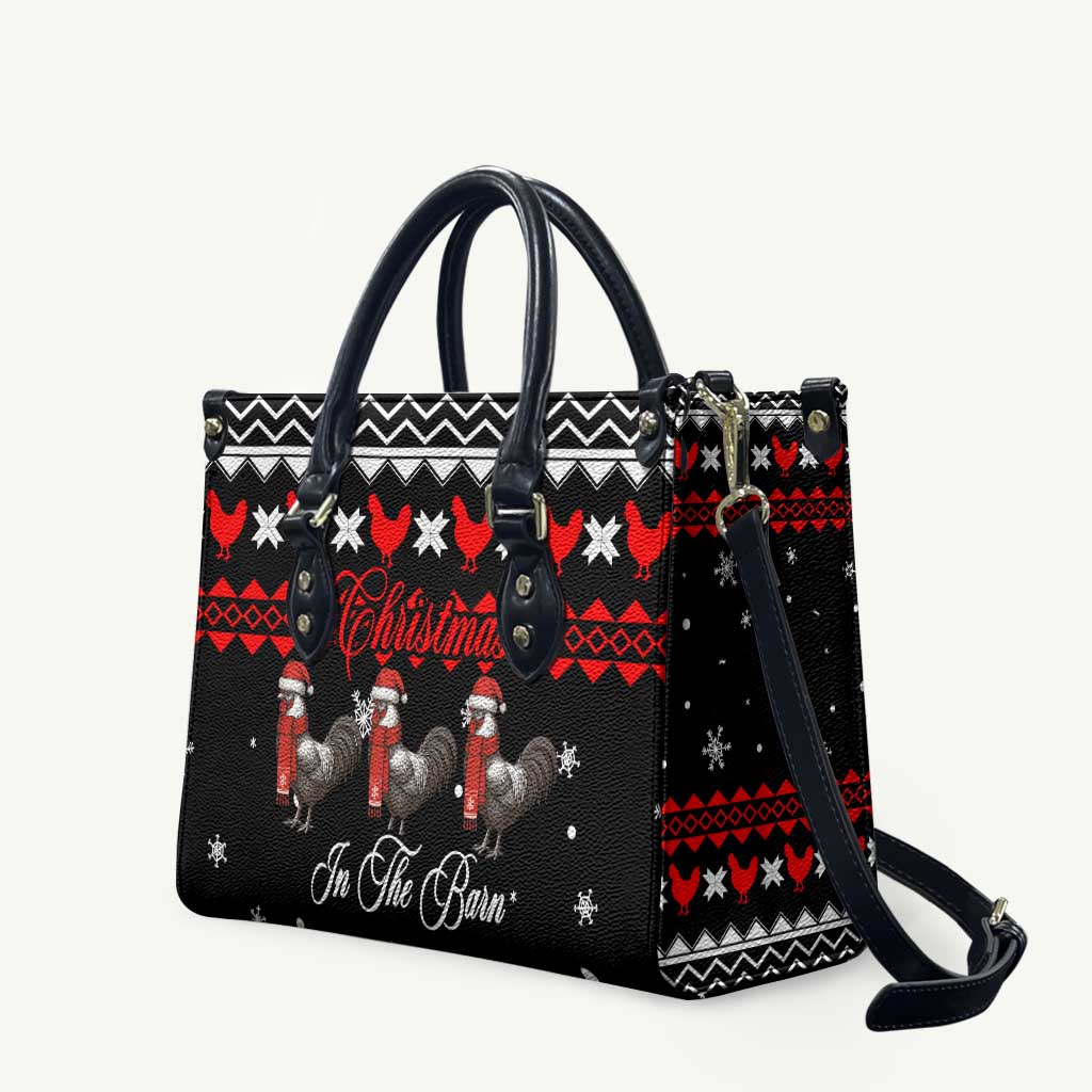 Chicken Farm Christmas Leather Bag Xmas Holiday Patterns - Wonder Print Shop