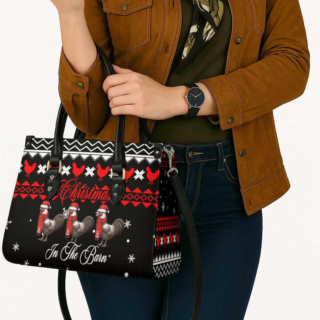Chicken Farm Christmas Leather Bag Xmas Holiday Patterns - Wonder Print Shop
