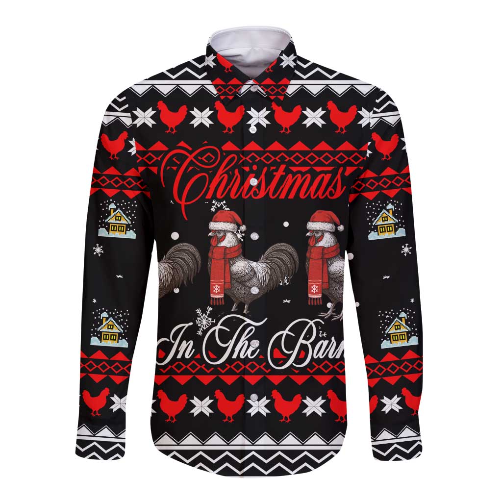 Chicken Farm Christmas Long Sleeve Button Shirt Xmas Holiday Patterns - Wonder Print Shop