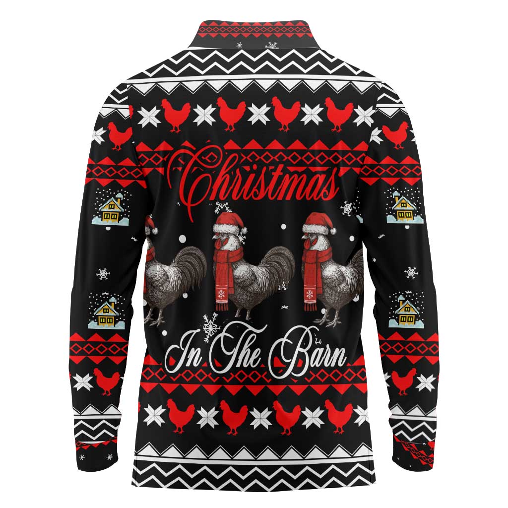Chicken Farm Christmas Long Sleeve Polo Shirt Xmas Holiday Patterns - Wonder Print Shop