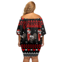 Chicken Farm Christmas Off Shoulder Short Dress Xmas Holiday Patterns - Wonder Print Shop