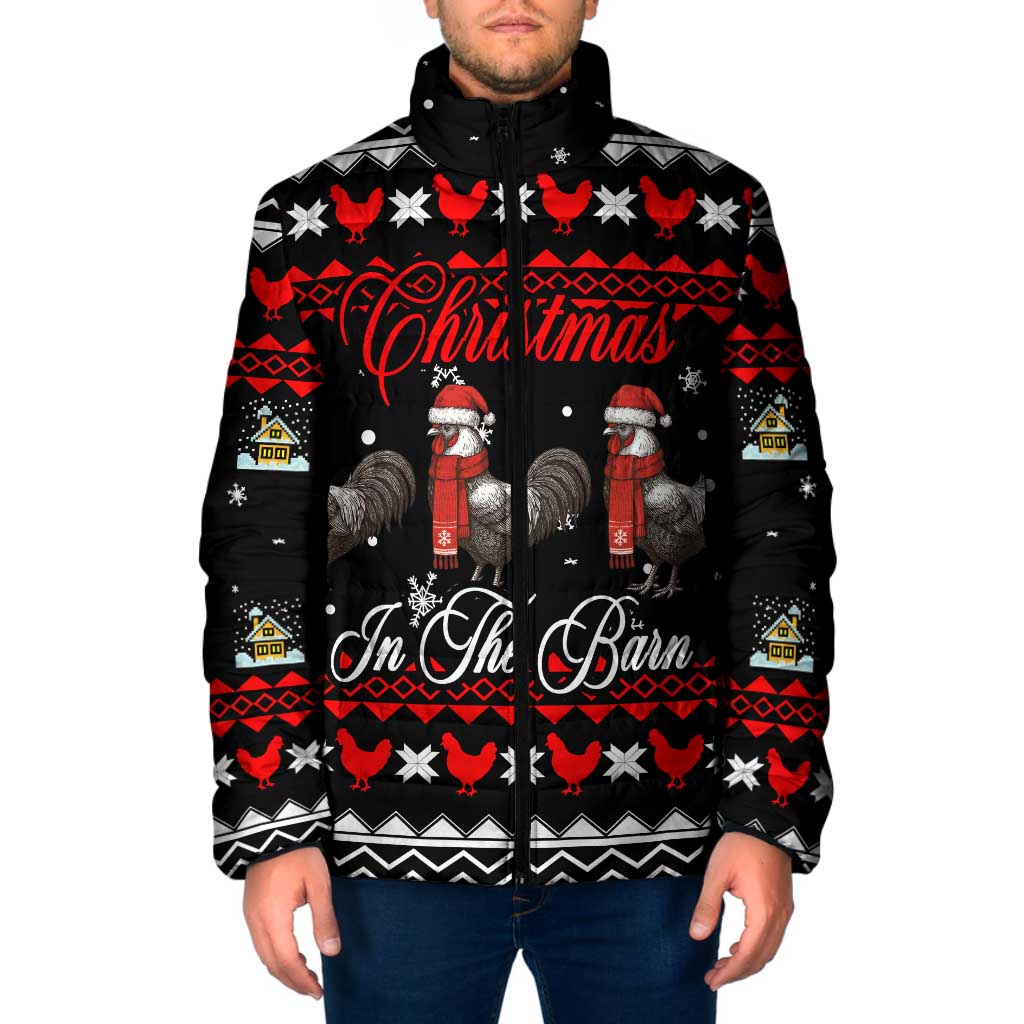 Chicken Farm Christmas Padded Jacket Xmas Holiday Patterns - Wonder Print Shop