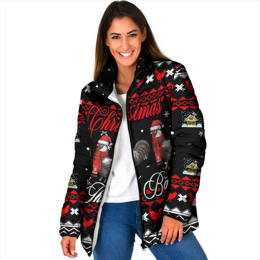Chicken Farm Christmas Padded Jacket Xmas Holiday Patterns - Wonder Print Shop