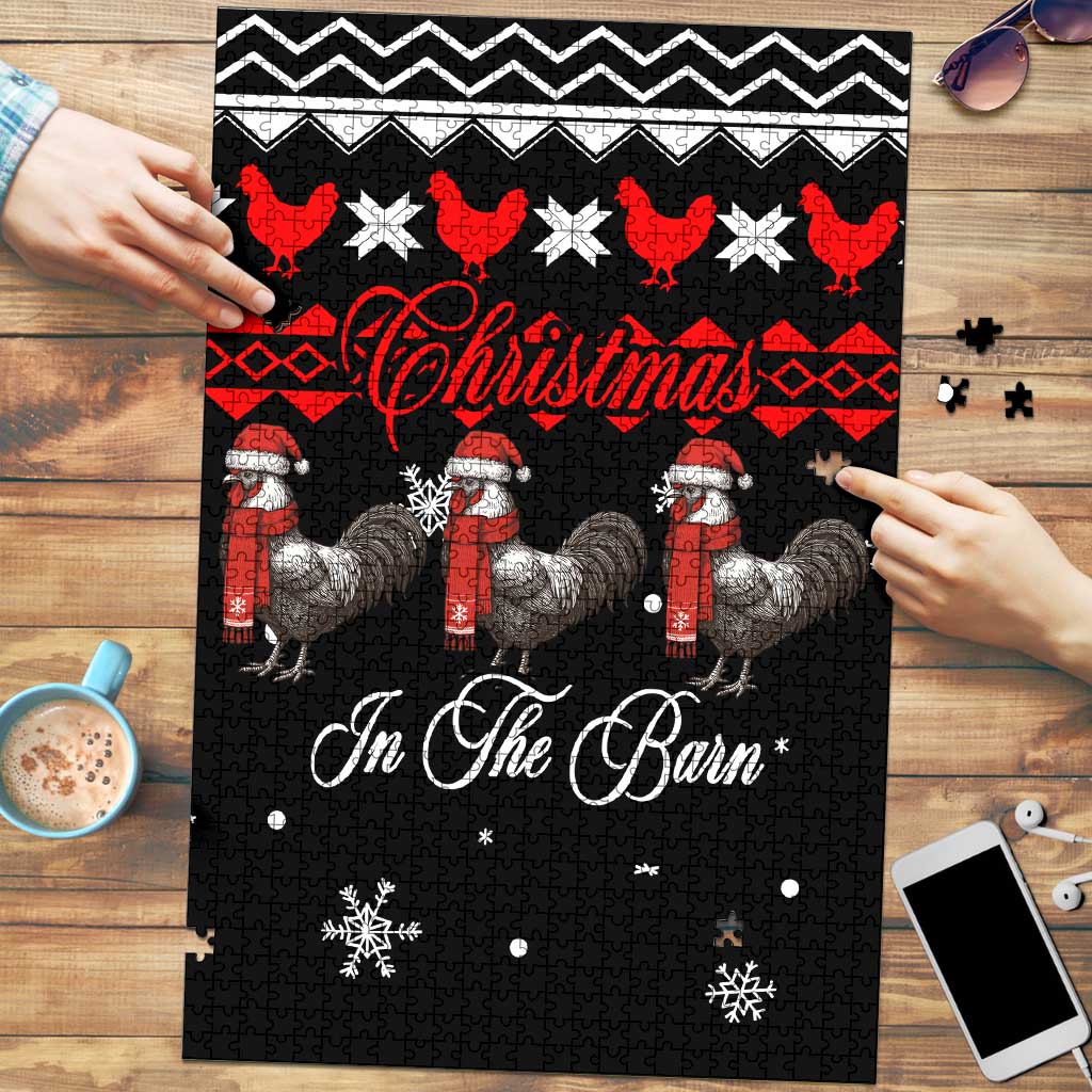 Chicken Farm Christmas Puzzle Xmas Holiday Patterns - Wonder Print Shop