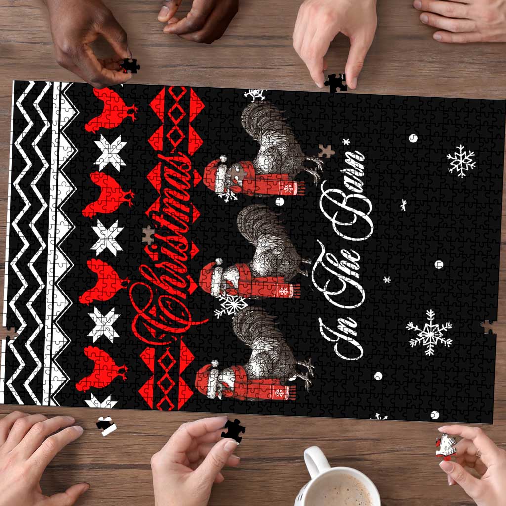 Chicken Farm Christmas Puzzle Xmas Holiday Patterns - Wonder Print Shop