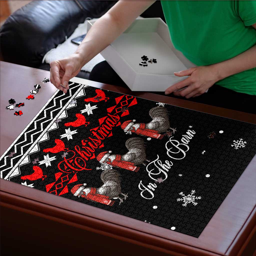 Chicken Farm Christmas Puzzle Xmas Holiday Patterns - Wonder Print Shop