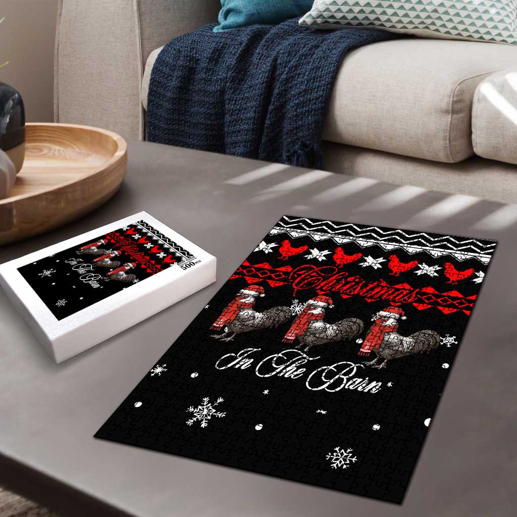 Chicken Farm Christmas Puzzle Xmas Holiday Patterns - Wonder Print Shop