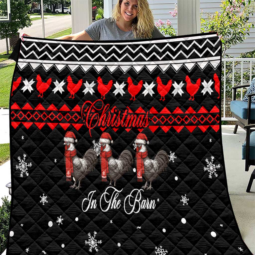 Chicken Farm Christmas Quilt Xmas Holiday Patterns - Wonder Print Shop