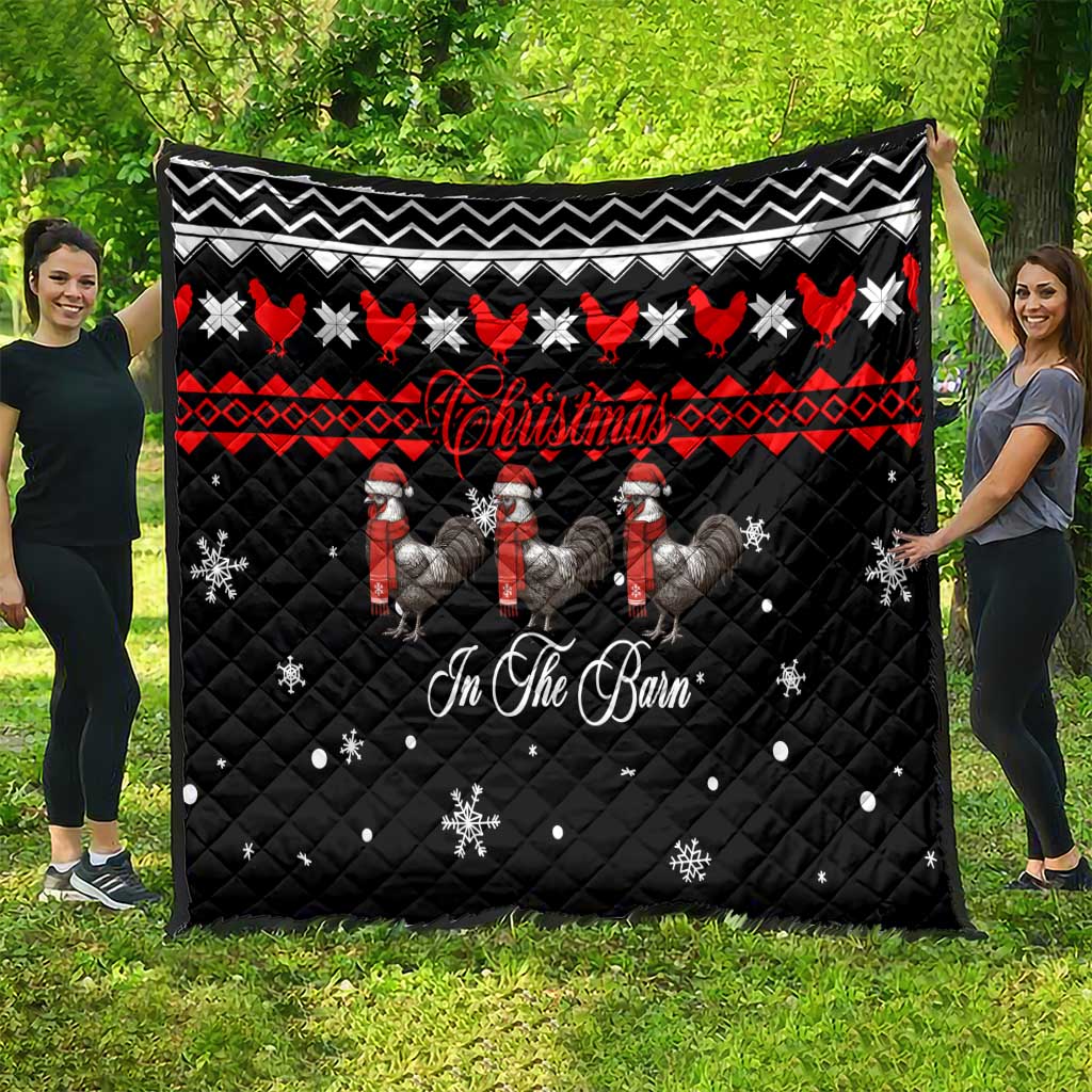 Chicken Farm Christmas Quilt Xmas Holiday Patterns - Wonder Print Shop