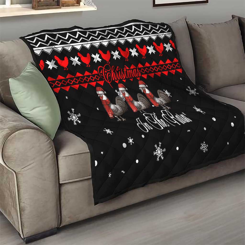 Chicken Farm Christmas Quilt Xmas Holiday Patterns - Wonder Print Shop