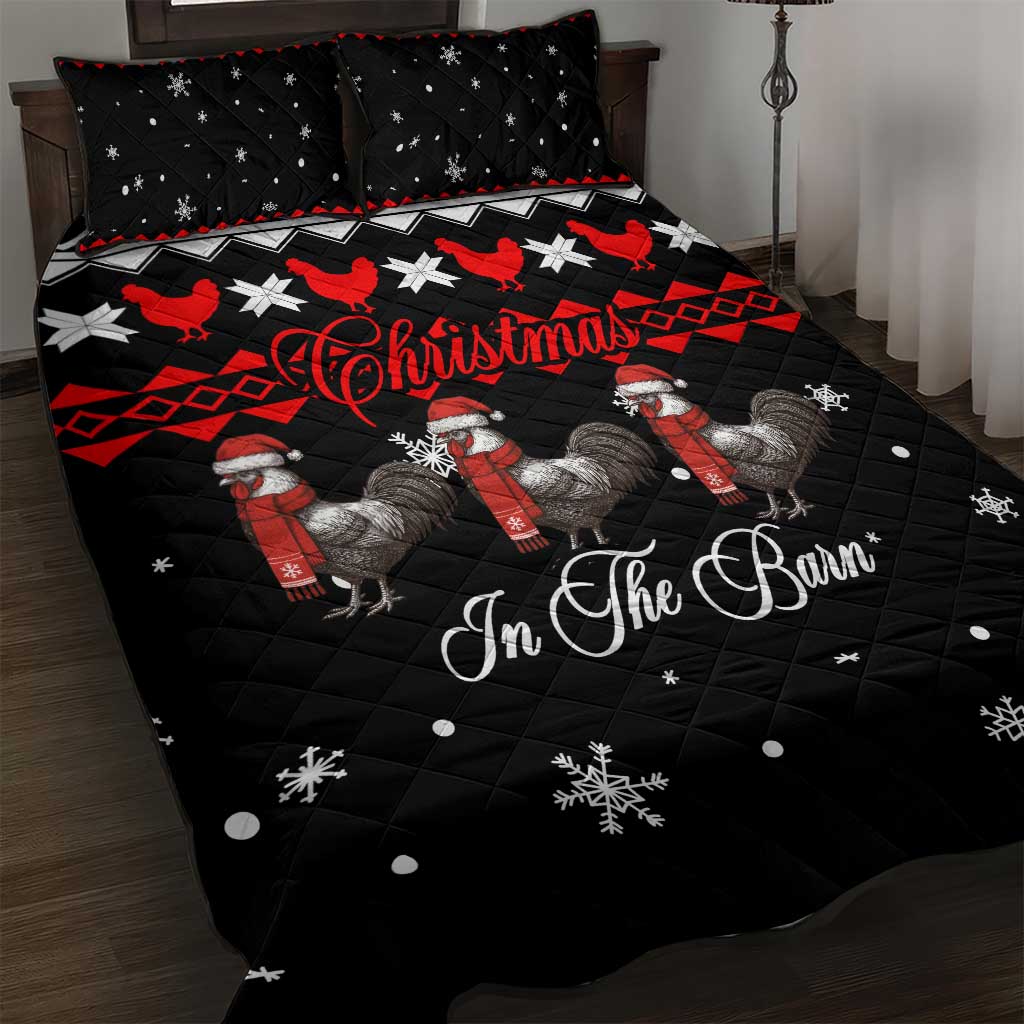 Chicken Farm Christmas Quilt Bed Set Xmas Holiday Patterns - Wonder Print Shop