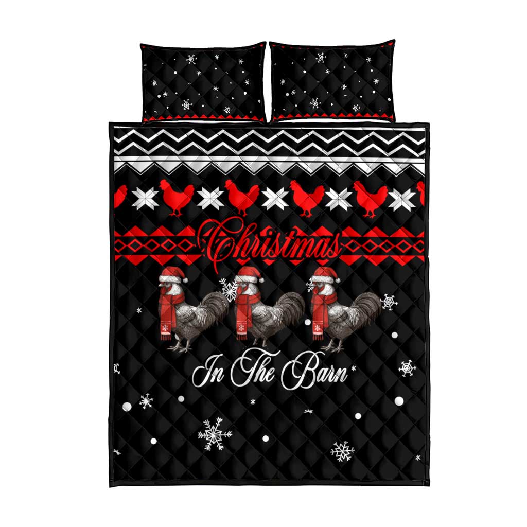 Chicken Farm Christmas Quilt Bed Set Xmas Holiday Patterns - Wonder Print Shop