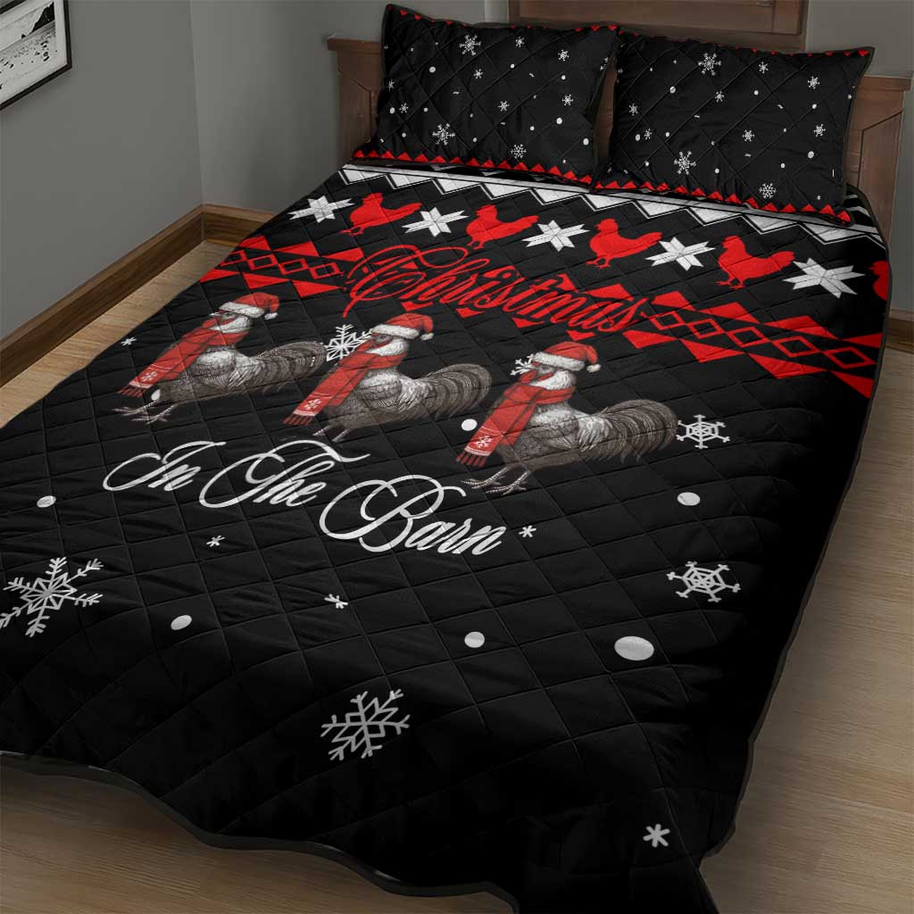 Chicken Farm Christmas Quilt Bed Set Xmas Holiday Patterns - Wonder Print Shop