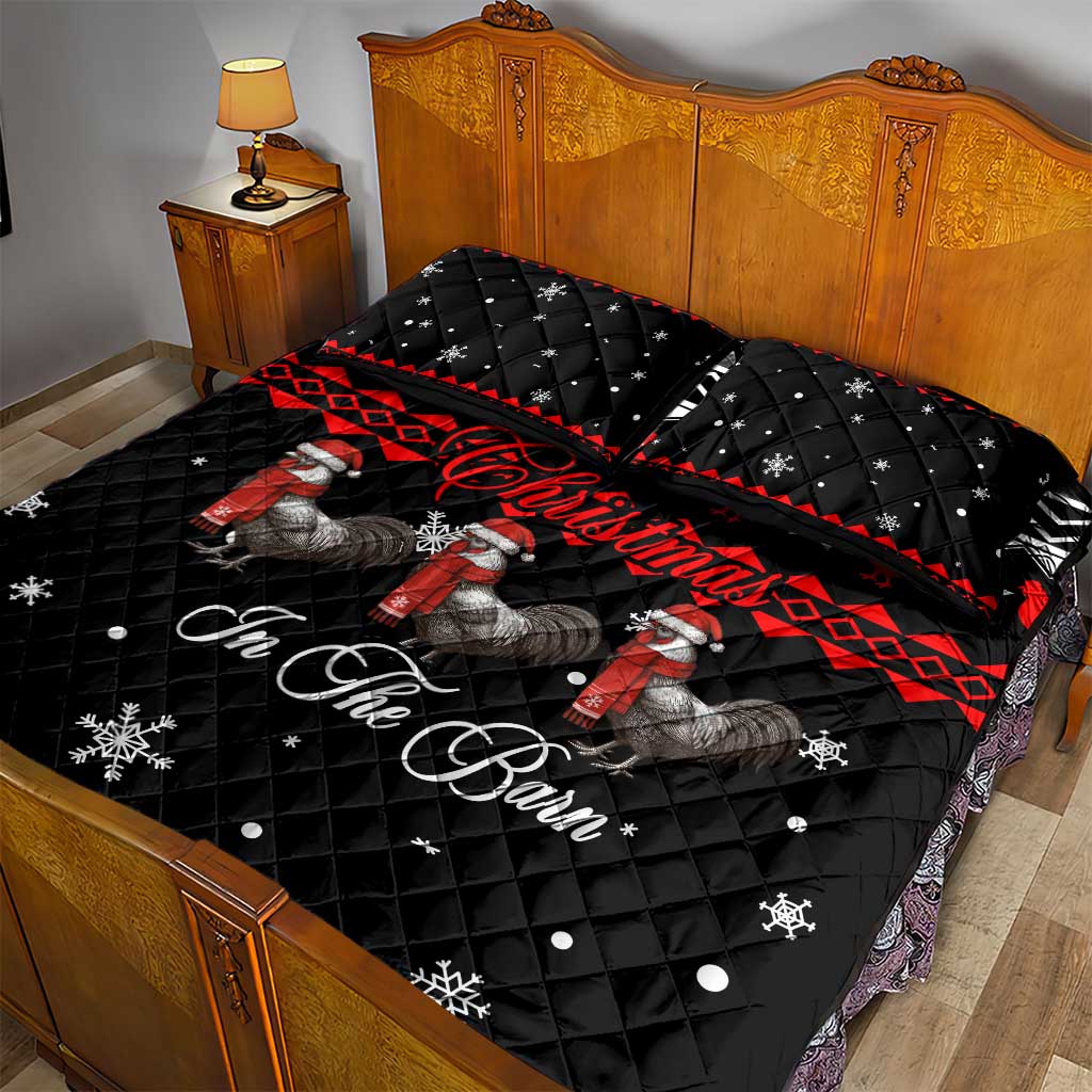 Chicken Farm Christmas Quilt Bed Set Xmas Holiday Patterns - Wonder Print Shop