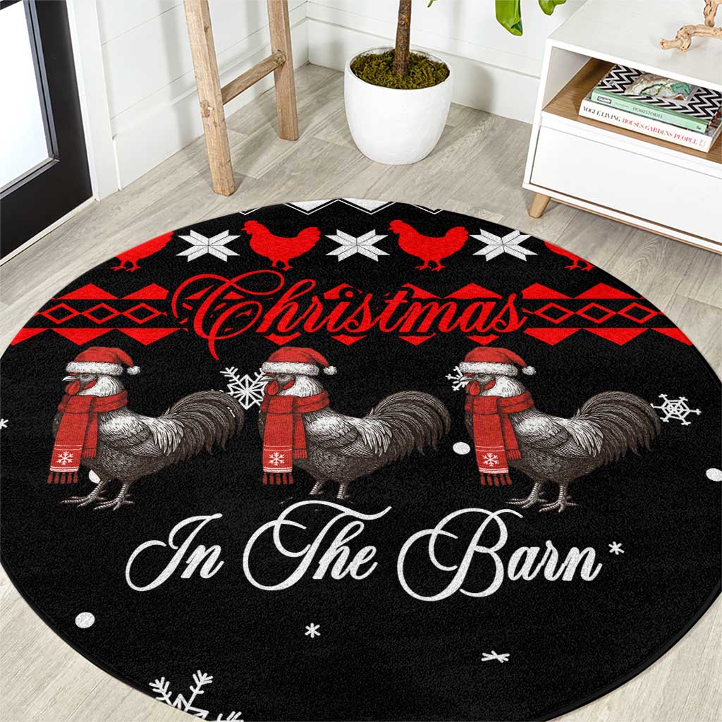 Chicken Farm Christmas Round Carpet Xmas Holiday Patterns - Wonder Print Shop