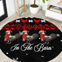 Chicken Farm Christmas Round Carpet Xmas Holiday Patterns - Wonder Print Shop