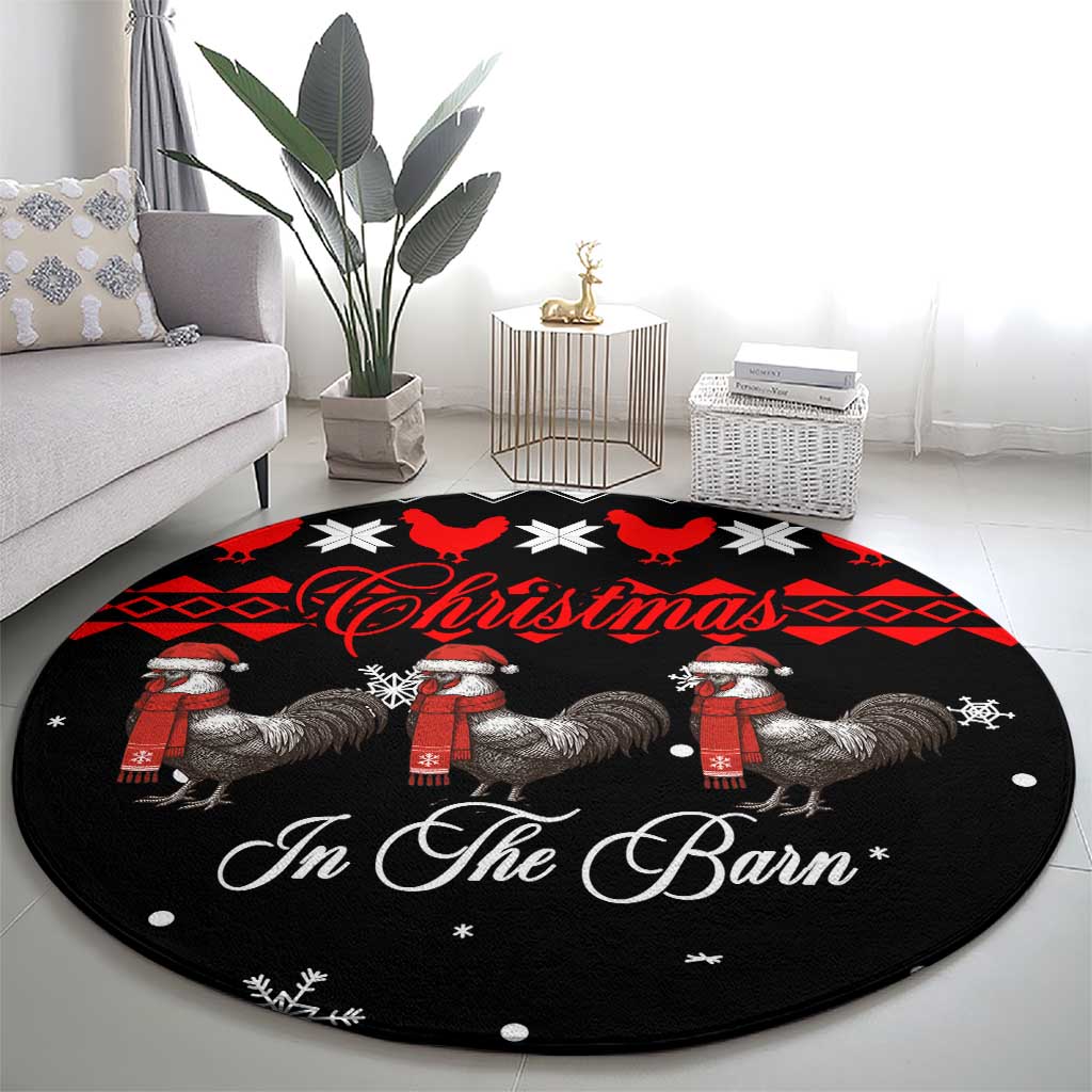 Chicken Farm Christmas Round Carpet Xmas Holiday Patterns - Wonder Print Shop