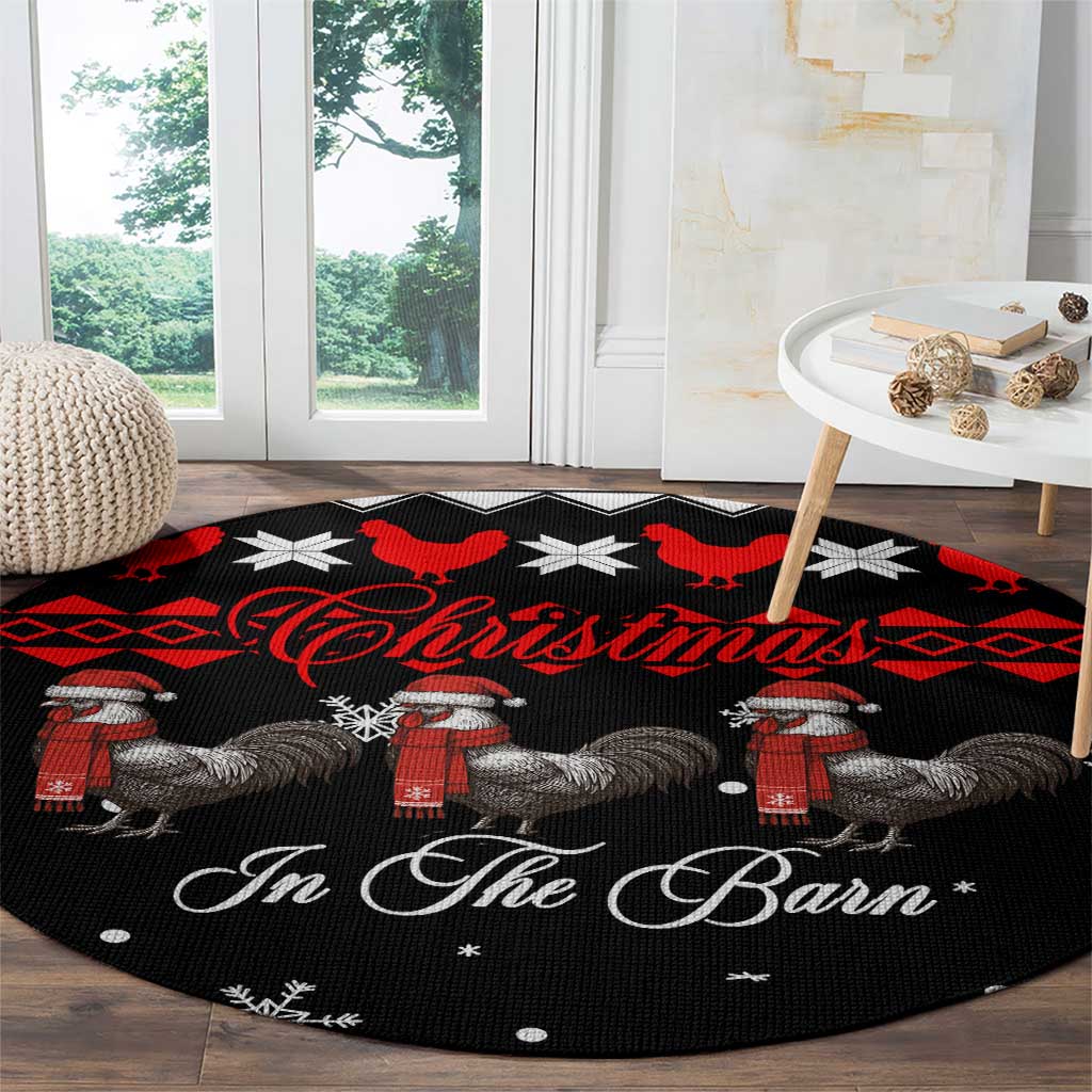 Chicken Farm Christmas Round Carpet Xmas Holiday Patterns - Wonder Print Shop