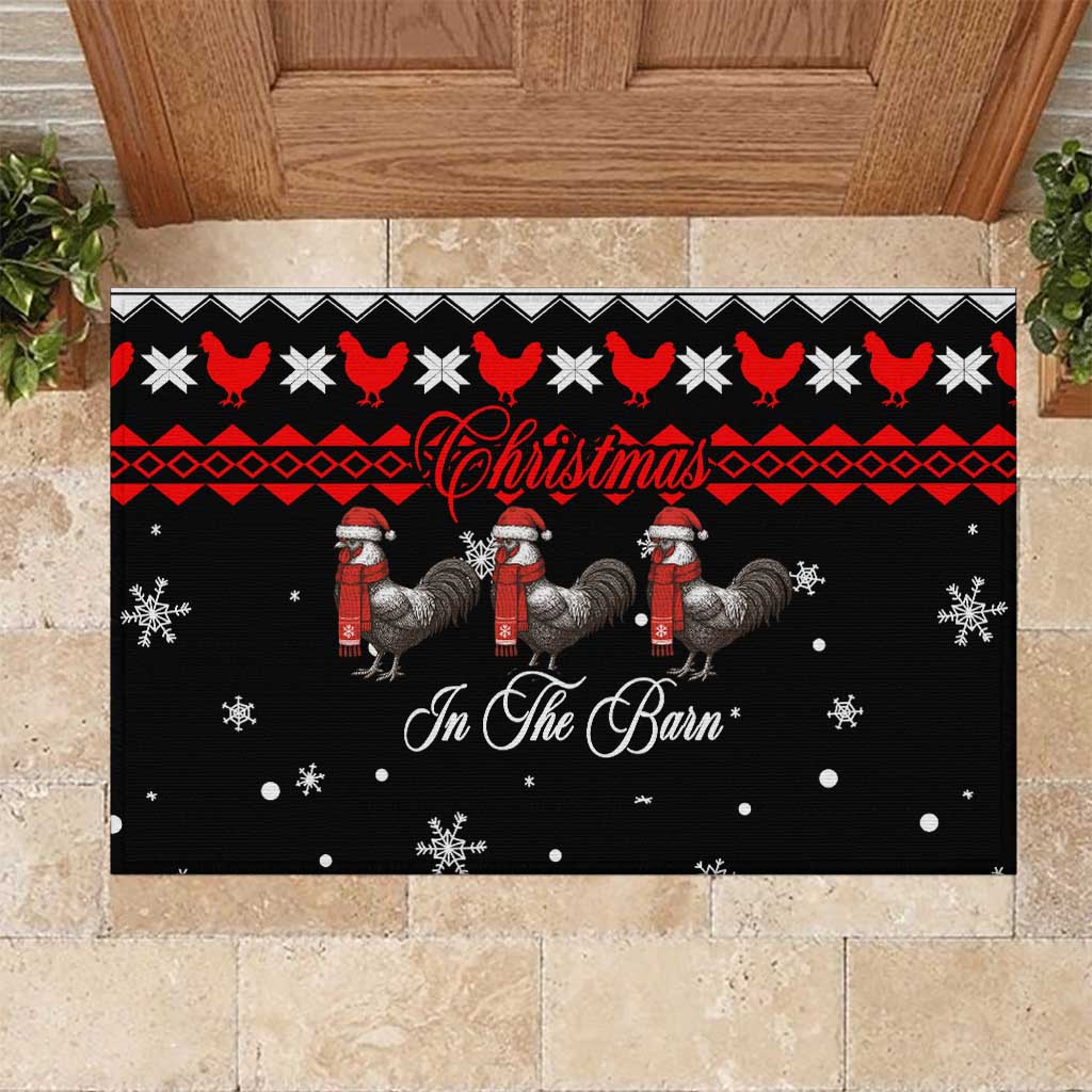 Chicken Farm Christmas Rubber Doormat Xmas Holiday Patterns - Wonder Print Shop