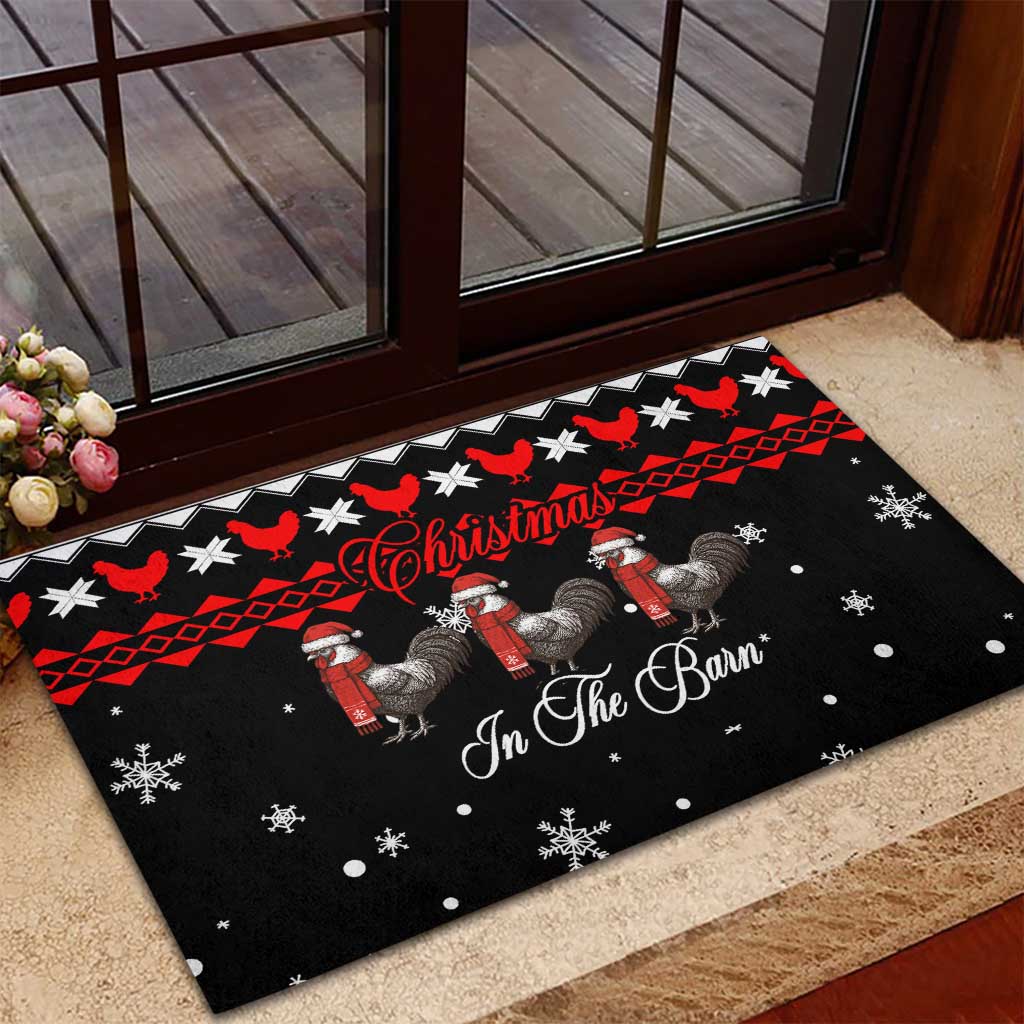Chicken Farm Christmas Rubber Doormat Xmas Holiday Patterns - Wonder Print Shop