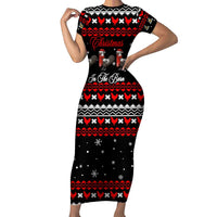 Chicken Farm Christmas Short Sleeve Bodycon Dress Xmas Holiday Patterns - Wonder Print Shop
