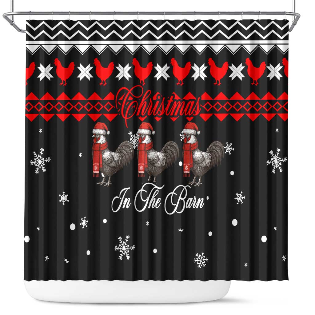Chicken Farm Christmas Shower Curtain Xmas Holiday Patterns - Wonder Print Shop